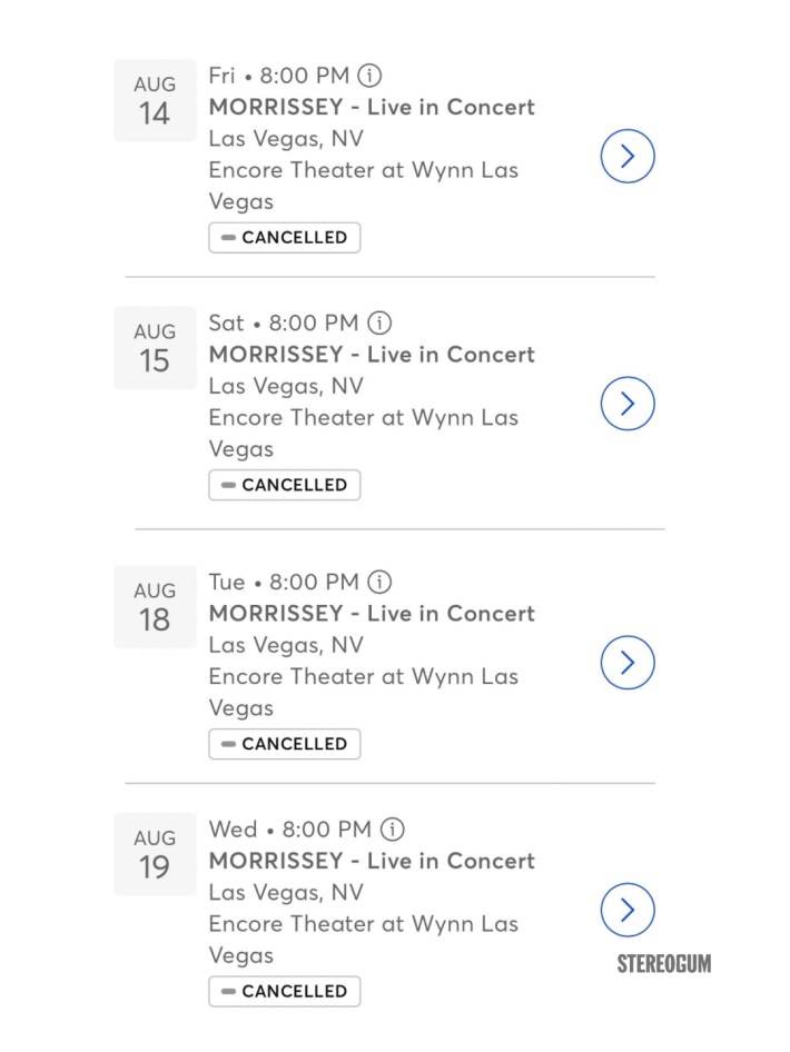 Morrissey Cancels Next Week’s Vegas Residency — image 5